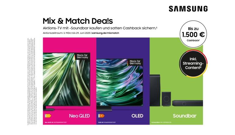 Heimkino Noch bis Ende Juni: Samsung-Aktion für Flat-TVs und Soundbars mit bis zu 1.500 Euro Cashback - News, Bild 1